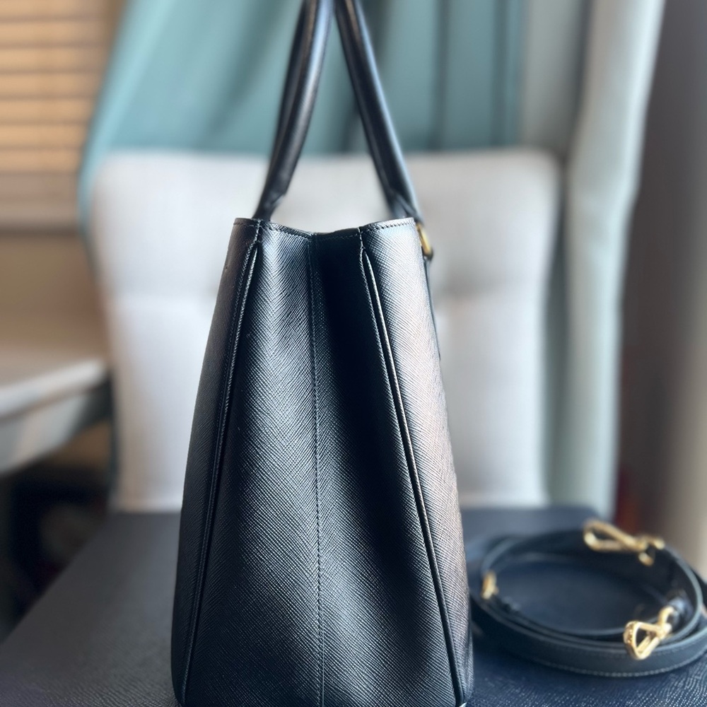 Prada Galleria Black Leather Satchel Saffiano Lux Medium Tote Black Nero - Picture 6 of 16